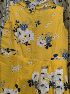 Yellow Printed Long Maxi Dress