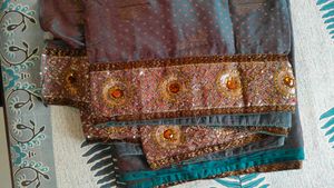 dhoopchav colour saree with sequence border