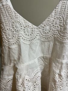 White Cute Peplum Top Embroidered