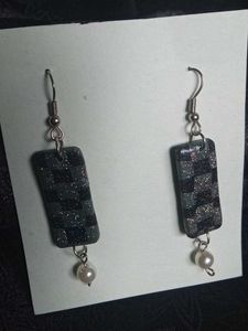 Handmade Geometric Pearl Drop Earrings