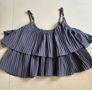 Pleated Cold Shoulder Top