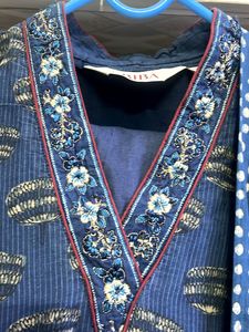 Blue Printed Kurti with Dupatta