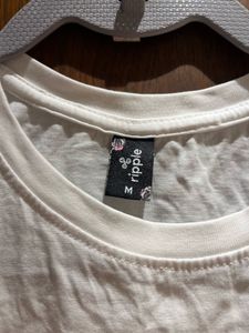 Ripple White Cotton T-Shirt – Size M
