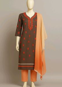 Three Piece Detailed Kurta Set 🧡🤎