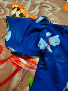 Navy Blue Floral Flare Gown- Size XL