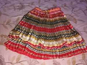 Striped Pleated Skirt
