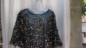 151212. Sequin Embellished Black Top