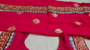 Red Embroidered Saree &amp; Blouse