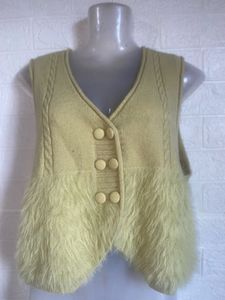 Cute Fuzzy Button Vest