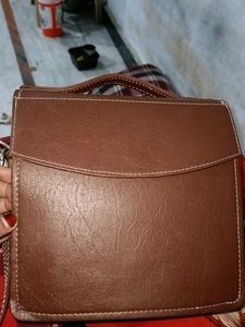 Leather office wear Brown royal look Crossbody Bag
