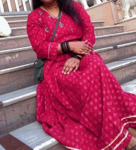 Rose Pink A Lime Kurta