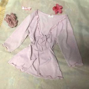 Cute Pink Tie Front Top