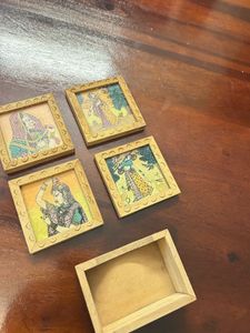 Set Of 4 Hand painted Wooden Coaster