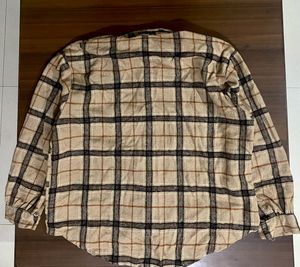 Tan &amp; Brown Plaid Flannel Shirt