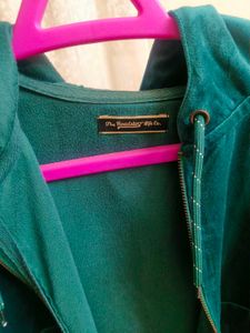Teal Velvet Zip-Up Hoodie