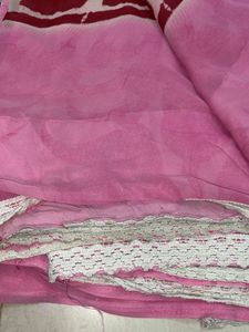 garden print pink saree