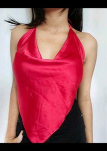 Red Halter Backless Top