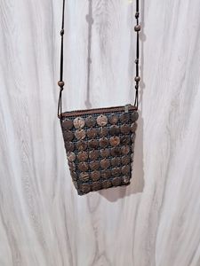 Brown Beaded Slingbag