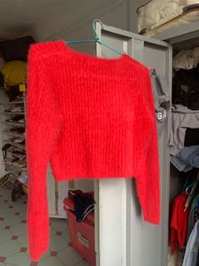 Glassons Red Fuzzy Cropped Sweater