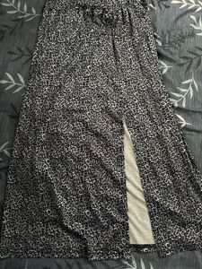 Leopard Print Maxi Skirt with Slit