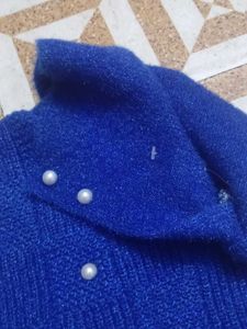 Blue Scarf with Pearls