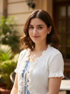 White Ruffle Trim Knit Cardigan