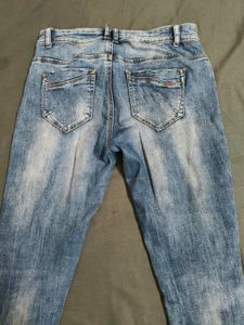 Blue Ribbed Slim Jean