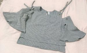Dungaree (Stretchable), Top &amp; Glittered Shrug