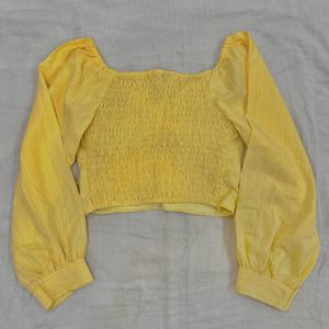 yellow sweetheart neck top