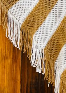 Striped Boho Poncho with Fringe