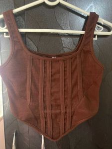 Brown Corset Tank Top