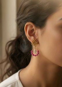 Pink Beaded Earrings