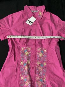 Pink Floral Embroidered Top
