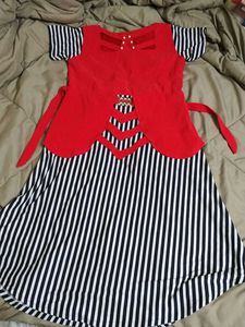 Striped & Red Girls' Dress (