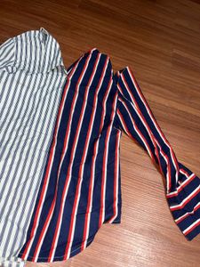 y2k fitted Striped Colorblock Top