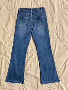 Mid Waist Blue Flare Jeans