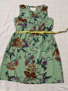 Mint Dress With Birds &amp; Butterflies