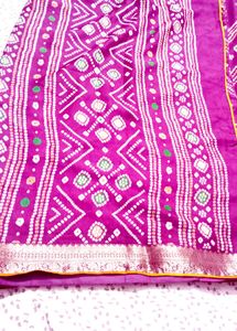 Elegant Purple Bandhani Saree