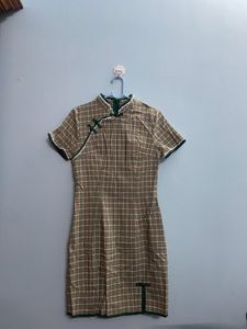 Vintage Inspired Plaid Cheongsam Dress
