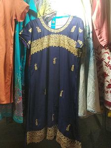 Navy Blue Embroidered Dress
