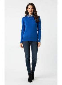 Elegant Navy Embellished Sweater