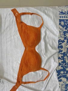 Orange Lace Net Bra