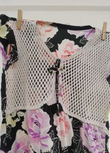 Floral Print Short Kurti with Crochet Detail