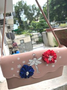 Pink Flower Accent Sling Bag