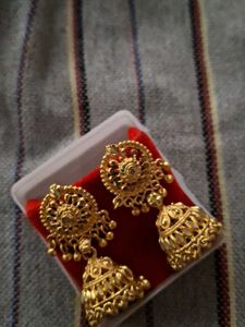 Gold Jhumka Earrings
