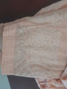 Peach Lucknavi embroidery salwar kurti