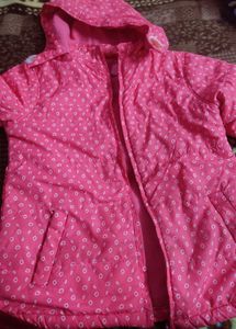 Pink Polka Dot Puffer Jacket