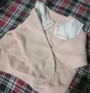 Pink Cardigan with White Collar