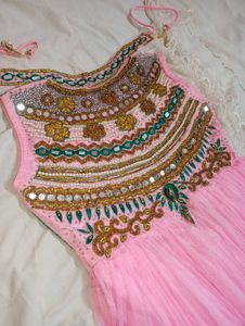 Pink &amp; Green Anarkali Suit