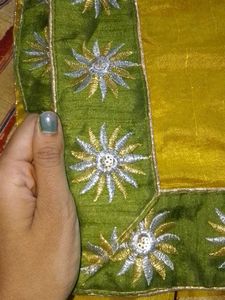 New saree with stiched blouse💛